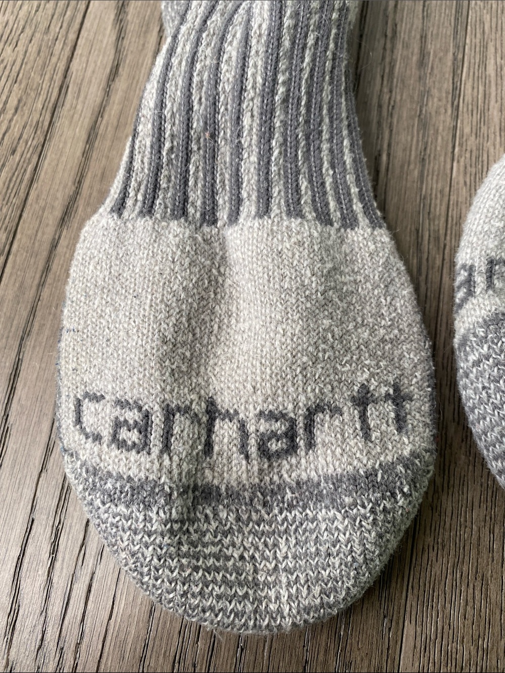 Carhartt Gray and White Work Crew Socks w/ Brown Logo (Set of 4) 2 Pairs - 1446 - Picture 5 of 5